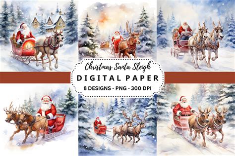 Christmas Santa Sleigh Background Graphic by pcudesigns · Creative Fabrica