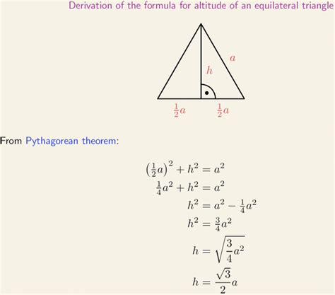 Derivation of Formula for Altitude of an Equilateral Triangle