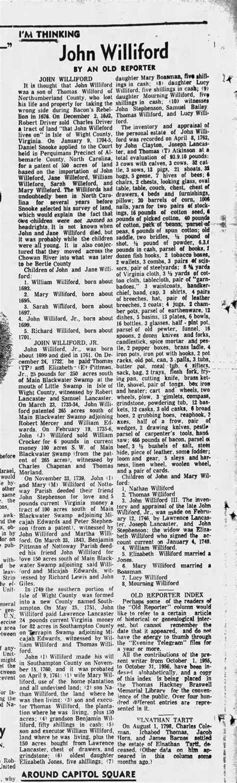 Bertie County Williford family history - Newspapers.com™