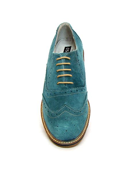 Blue Color Suede Leather Brogue Shoes with Crepe Sole. Size available ...