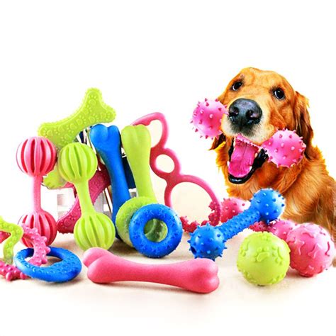 2017 Pet Dog Toys Rubber Puppy Chew Squeaker Squeaky Dogs Toy ball ...