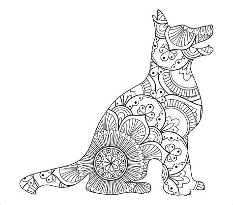 Dog Mandala Coloring Pages