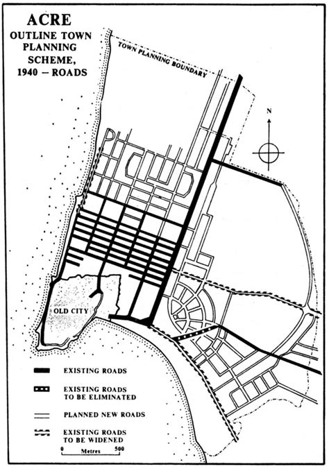 Road plan in the Outline Town Planning Scheme for Acre prepared in 1940 ...