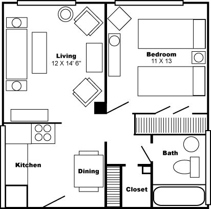 Floor Plan One Bedroom Apartment | Philip Benjamin Tower