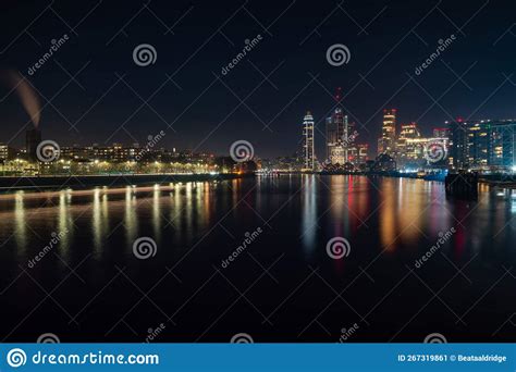 Night View of London and River Thames Stock Image - Image of neon ...