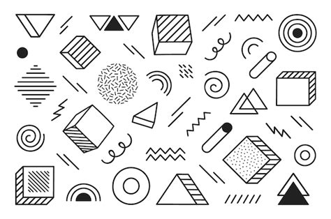 Premium Vector | Geometric background with different hand drawn ...