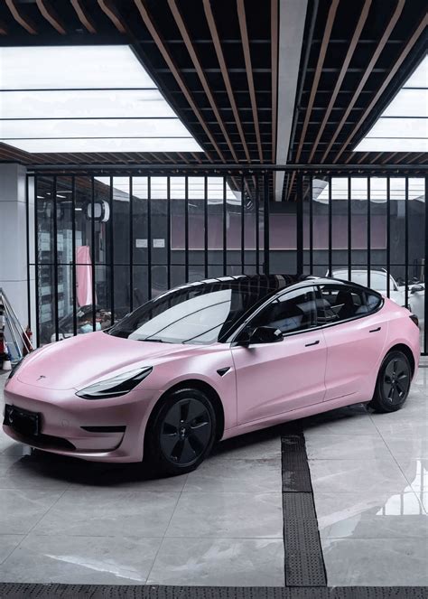 Tesla Model 3 Light Pink Matte Metallic Car Wrap – carlawrap