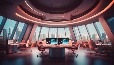 Premium AI Image | Futuristic office design modern creative interior ...