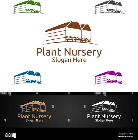 Plant Nursery Gardener Logo with Green Garden Environment or Botanical Agriculture Vector Design ...