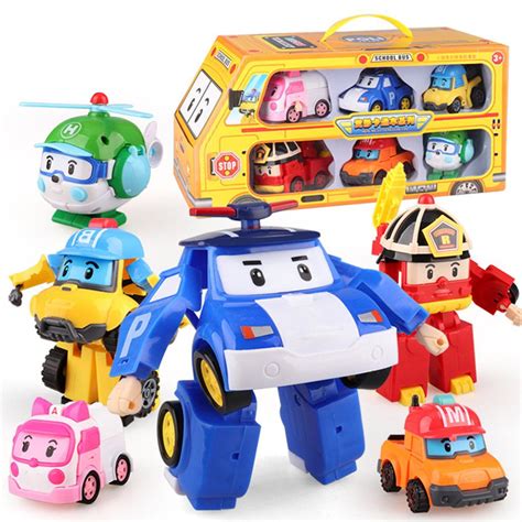 Robocar Poli Transformation Robot Poli Amber Roy Car Toys Action Figure ...