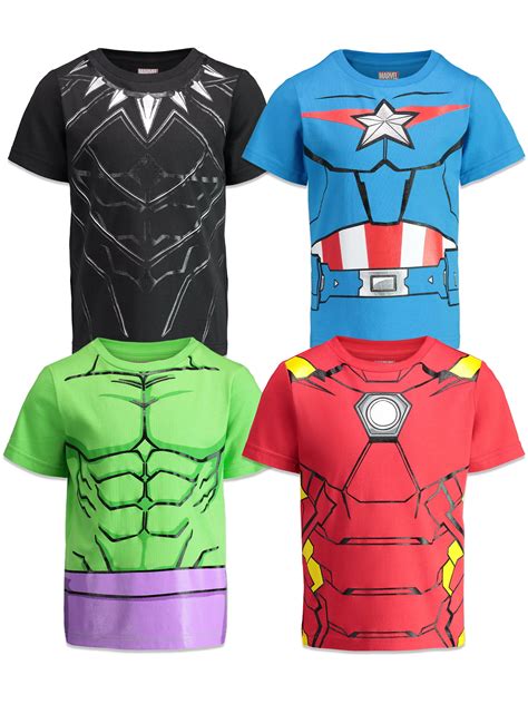 The Avengers - Marvel Avengers Boys 4 Pack T-Shirts Black Panther Hulk ...