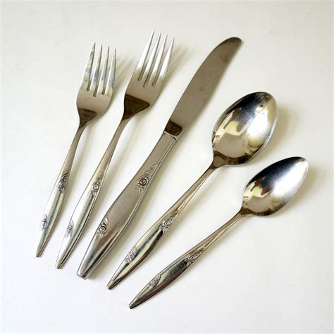 Oneida Rose Duet 36 Piece Stainless Flatware Set by AttysVintage