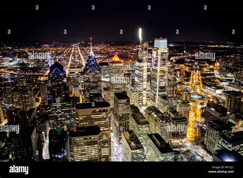 Aerial View of Center City Philadelphia at Night Stock Photo - Alamy