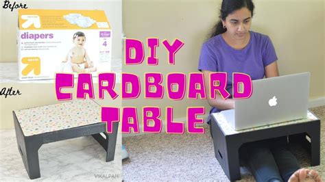 DIY cardboard Table | Make your own laptop desk for bed | Cardboard crafts | sit down table ...