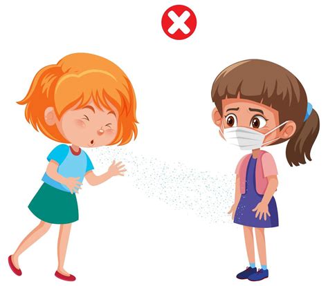 Girl coughing on another girl in mask 1101629 Vector Art at Vecteezy