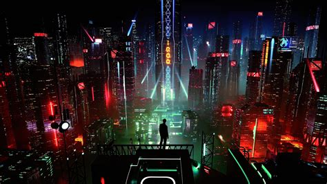 technology, night, cityscape, digital art, futuristic city, artwork, concept art, fan art ...