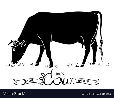 Cow isolated black and white silhouettes of a Vector Image