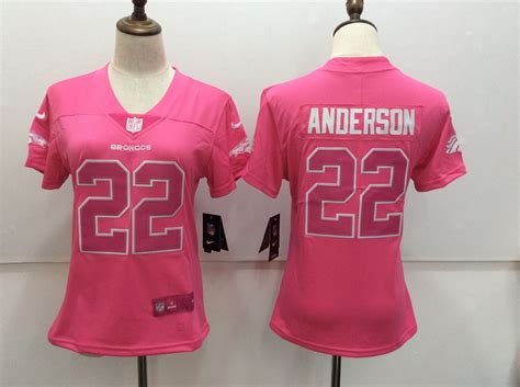 Women's Denver Broncos 22# CJ Anderson Limited Pink Stitched Jersey