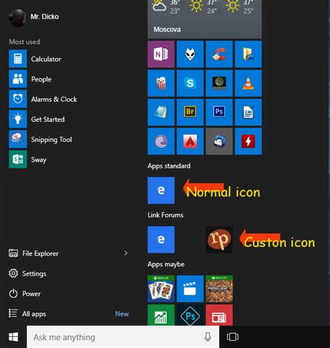 Custom Start Tiles : r/Windows10