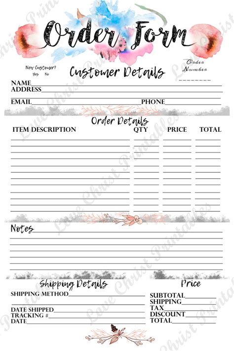 Craft Order Form Order Form Printable Order Form Printable | Etsy