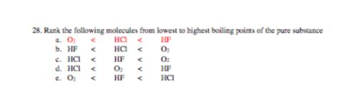 Solved wouldnt HCl boiling point be higher than HF since it | Chegg.com