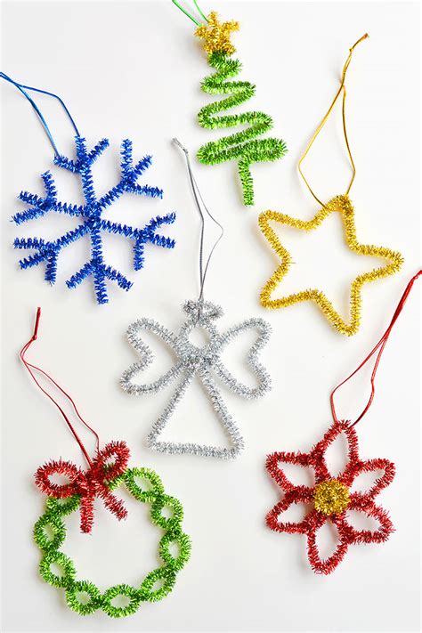 Easy Pipe Cleaner Poinsettia Ornaments - One Little Project