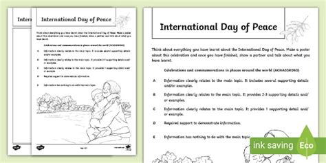 International Day of Peace Poster Worksheet / Worksheet