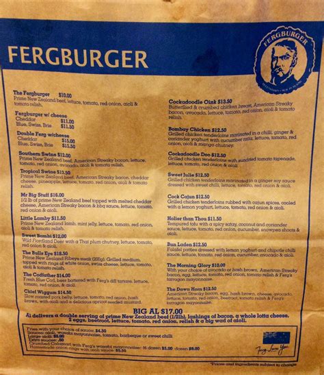 Fergburger menu | Cucumber tomato, Cafe, Red onion