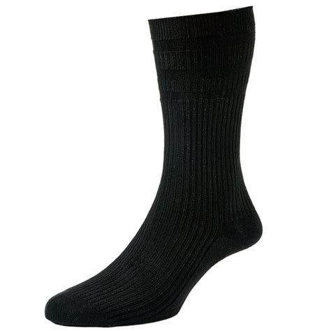 HJ Hall Plain Black Cotton Softop Men's Socks from Ties Planet UK