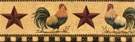 Primitive ROOSTER Wall border ~ Wallpaper Country Decor | Wallpaper border kitchen, Wallpaper ...