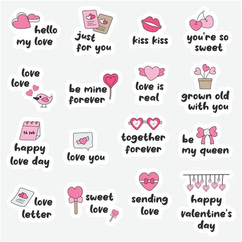 Collection of Happy Valentines day typography for greeting cards, gifts, stickers and bullet ...