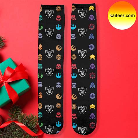 StarWars x NFL Las Vegas Raiders Pattern Christmas Socks - Kaiteez