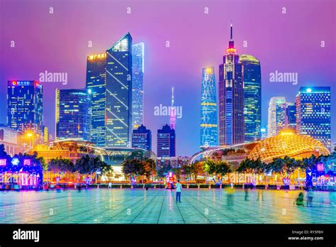 GUANGZHOU, CHINA - OCTOBER 18: This is a night view of the Guangzhou ...