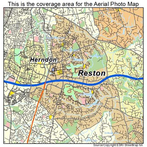 Aerial Photography Map of Reston, VA Virginia