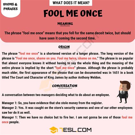 "Fool Me Once" Meaning, Origin and Examples • 7ESL