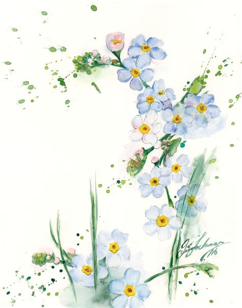 Forget-me-nots Watercolor Print Blue Flowers Painting Flowers - Etsy Ireland