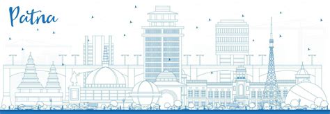 Outline Patna Skyline with Blue Buildings. 14530717 Vector Art at Vecteezy