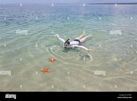 Snorkeling woman, archipelago Bocas del Toro, Panama Stock Photo - Alamy