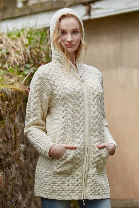 Ladies Long Aran Hoodie - Molly Gallivans