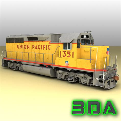 emd gp40 2 railroad engines 3d x