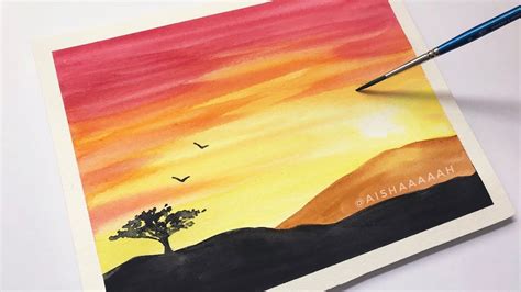 Easy Watercolor Sunset Tutorial for Beginners Step By Step - YouTube