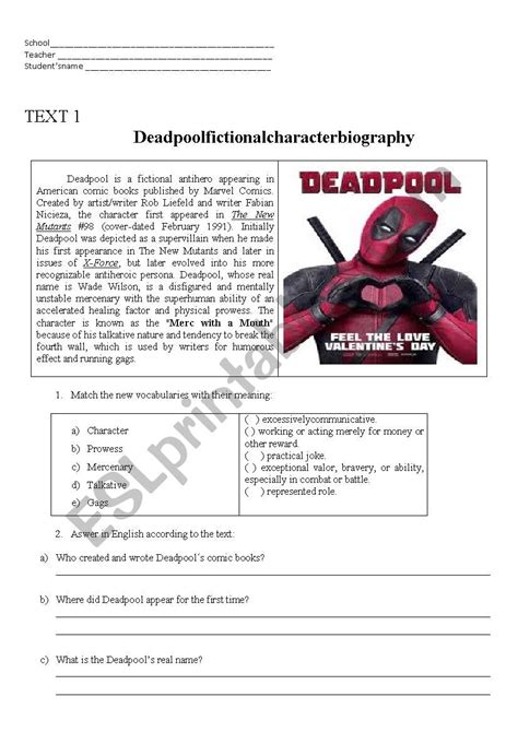 Fictional character biography - ESL worksheet by happiness22