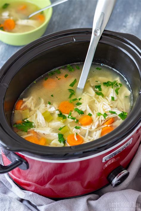 Slow Cooker Chicken Noodle Soup Recipe - Happy Foods Tube