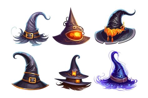 Premium Vector | Witch hat vector set collection graphic clipart design flat vector illustration ...