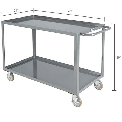 Global Industrial™ Steel Utility Cart w/2 Tray Shelves, 1200 lb. Capacity, 48"L x 24"W x 35"H