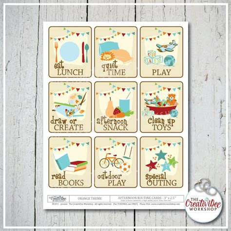 Printable Afternoon Routine Cards for Children Orange 18 - Etsy