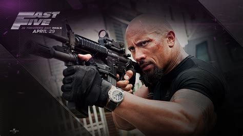 Dwayne Johnson Luke Hobbs With Gun HD Fast And Furious 5 Wallpapers ...