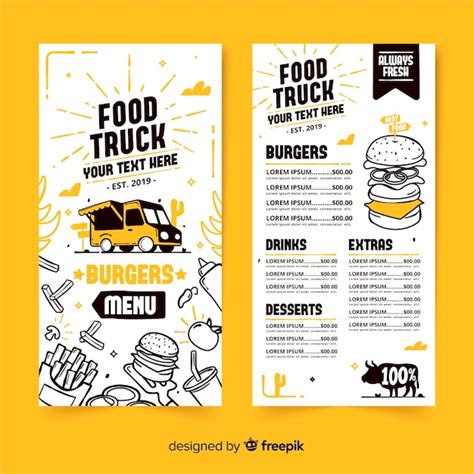 Food Truck Menu Template - Parahyena.com