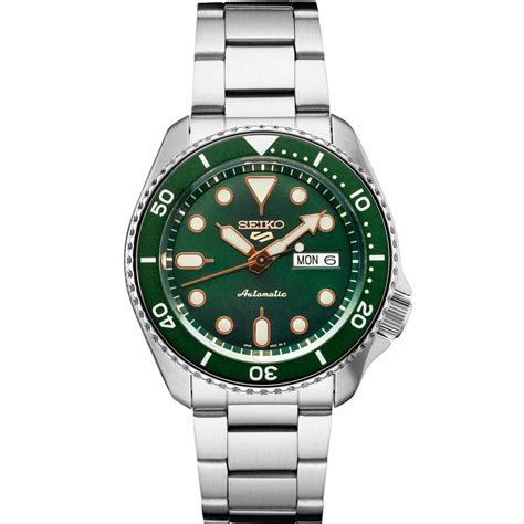 Seiko 5 Sport 42.5mm Stainless Steel Watch, Green and Rose Gold Dial ...