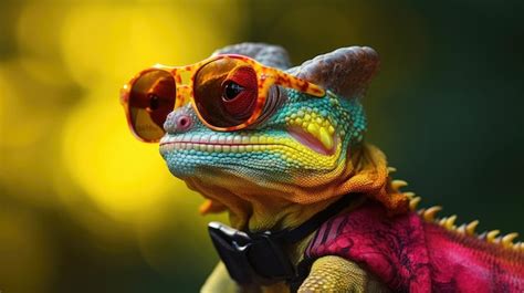 Premium AI Image | Chameleon wearing sunglasses